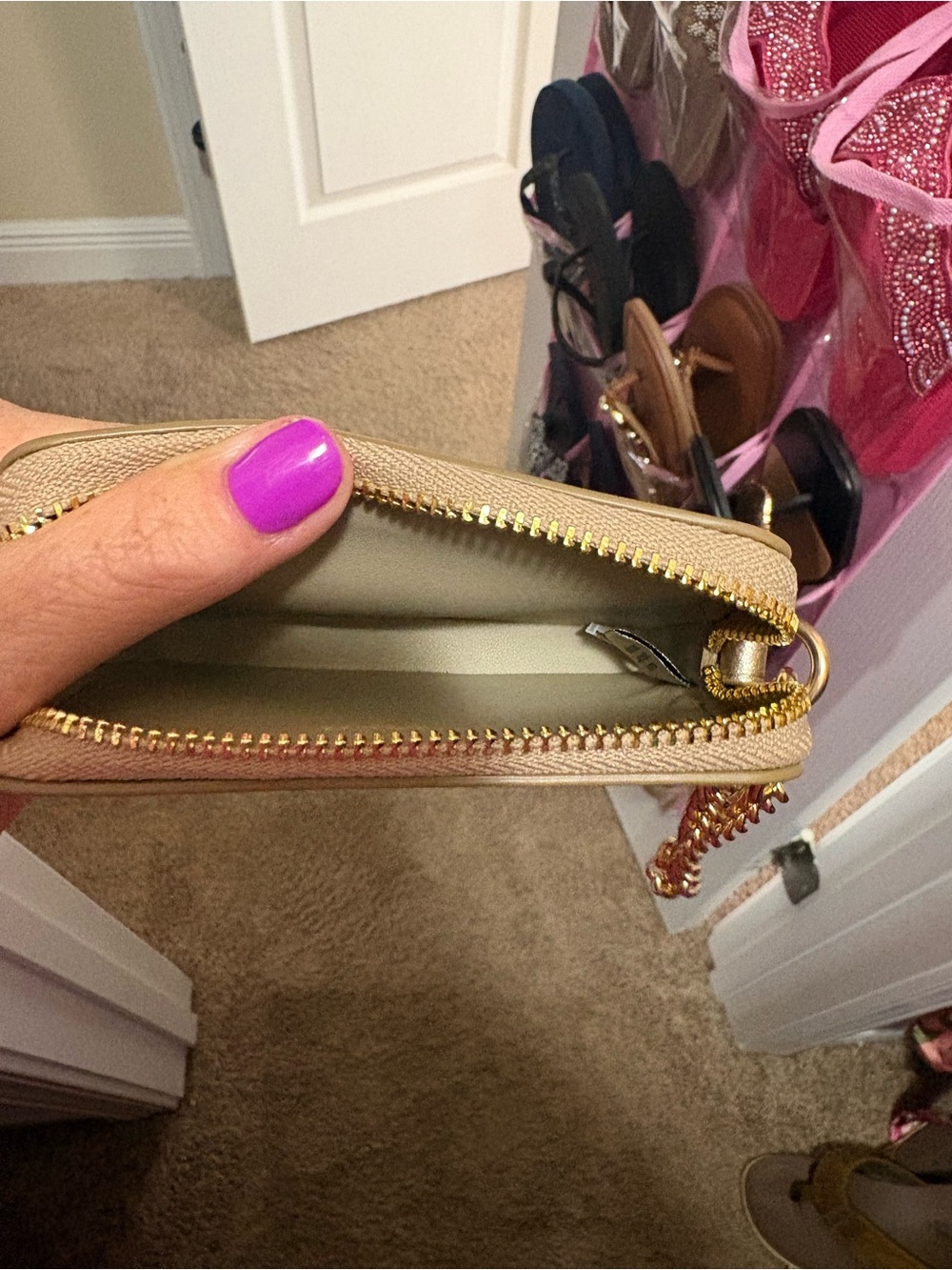 Coach Metallic Gold Zip Card Case - Picture 6 of 7